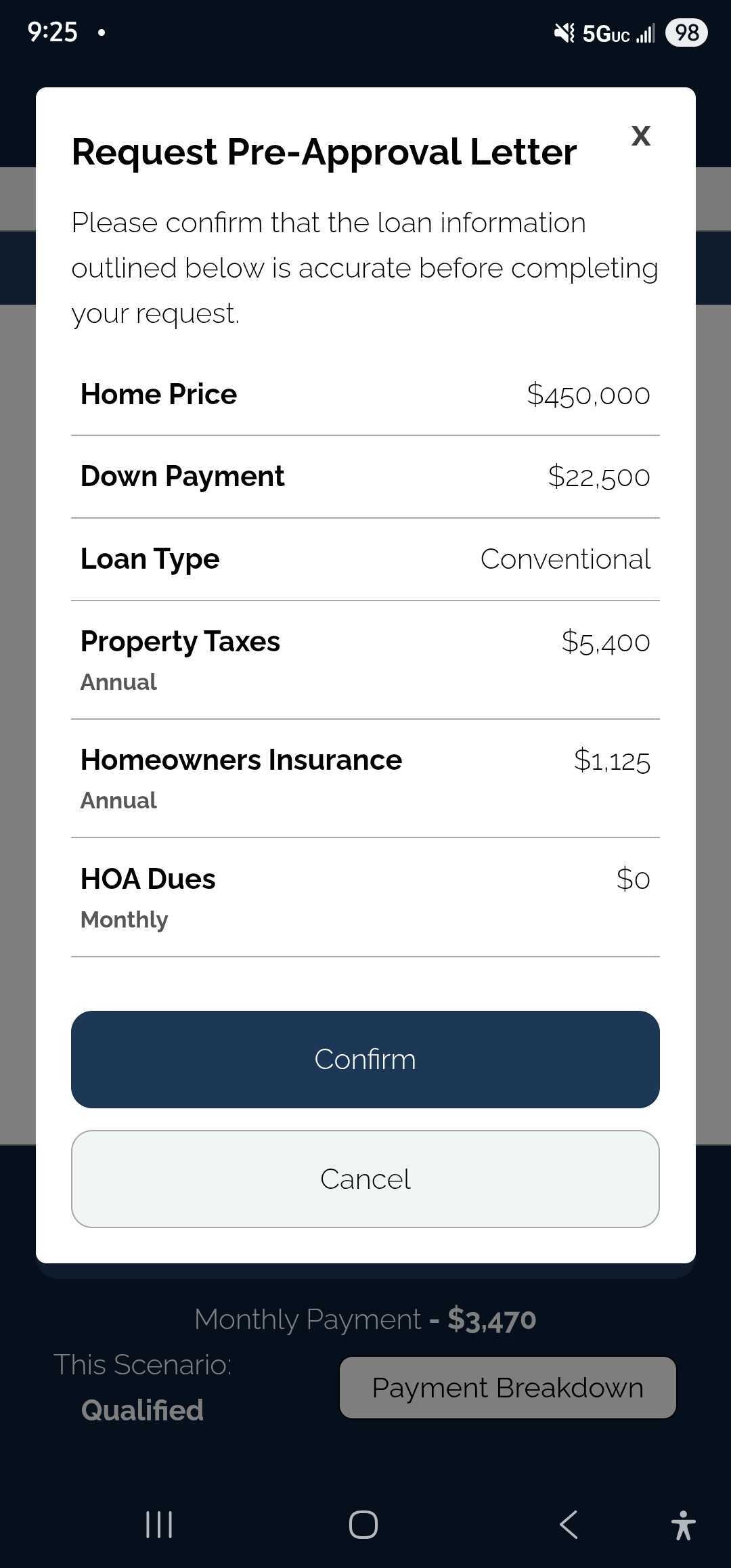 Instant pre-approval letter request