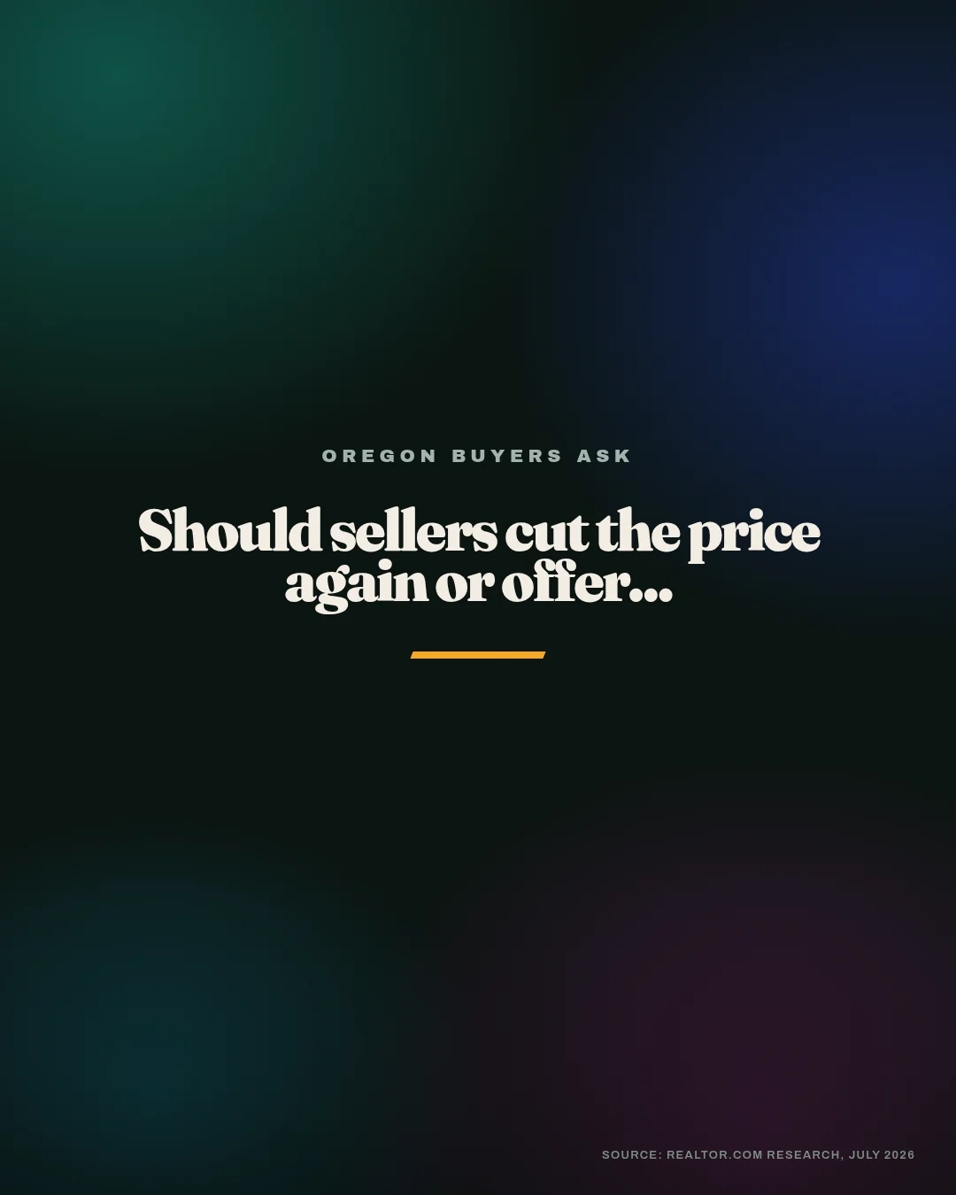 Swipe graphic answering the question Oregon buyers are asking this week, with the statewide price-cut share.