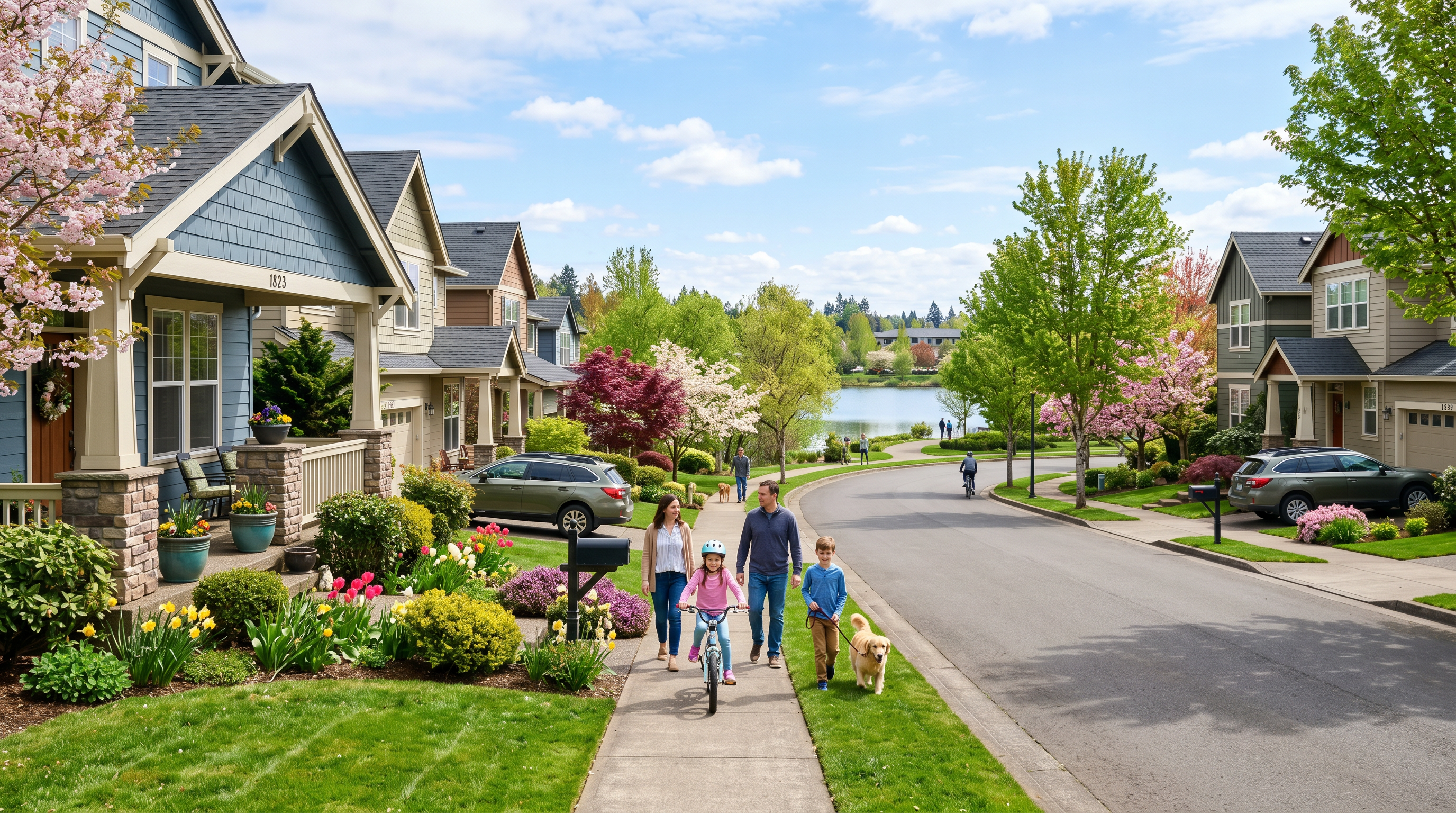 Tualatin and Wilsonville Oregon neighborhoods, homes along tree-lined streets near Tualatin Commons