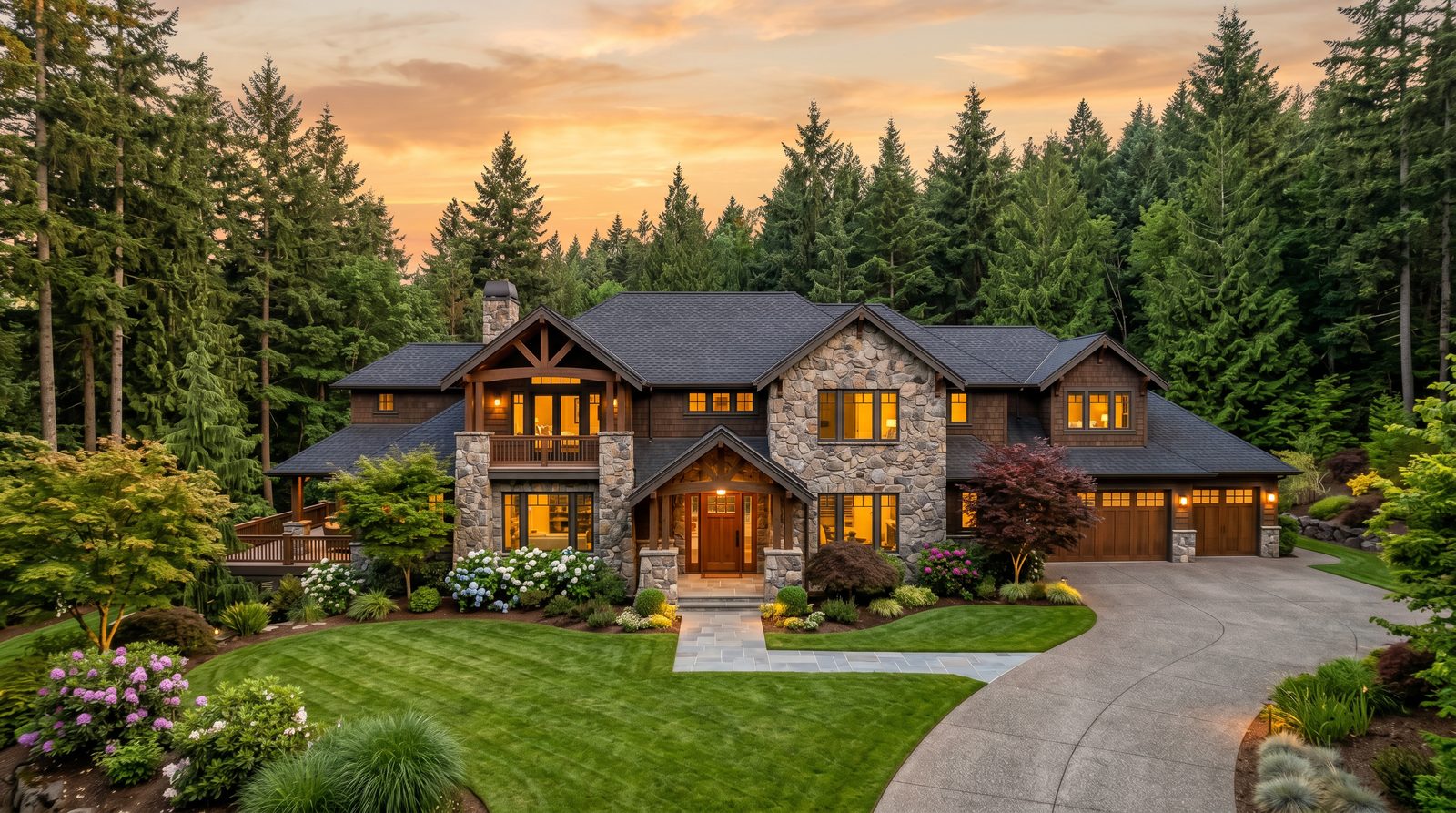 West Linn, Oregon homes at the confluence of the Willamette and Tualatin Rivers